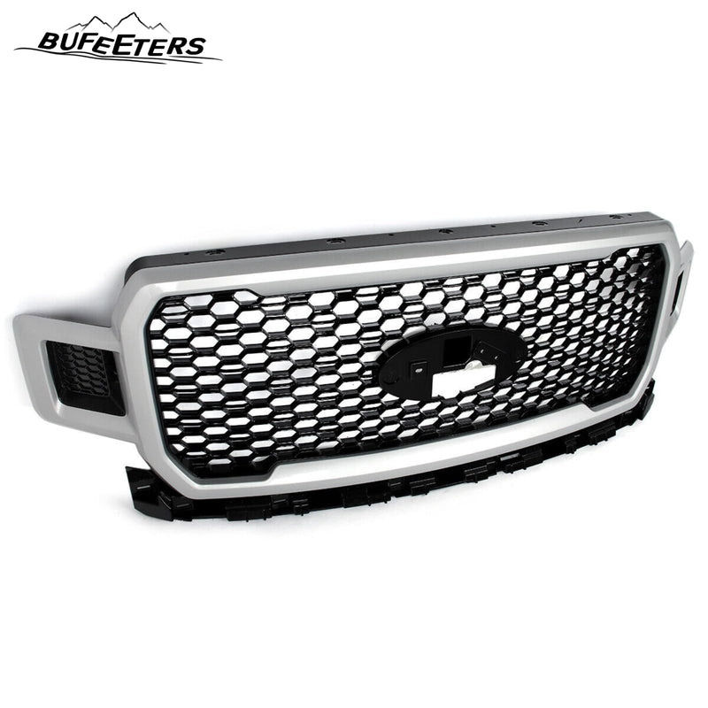 BUFEETERS  Front Radiator Grille Assembly Fit For 2018 2019 2020 Ford F-150,Honeycomb Style,Ingot Silver&Black