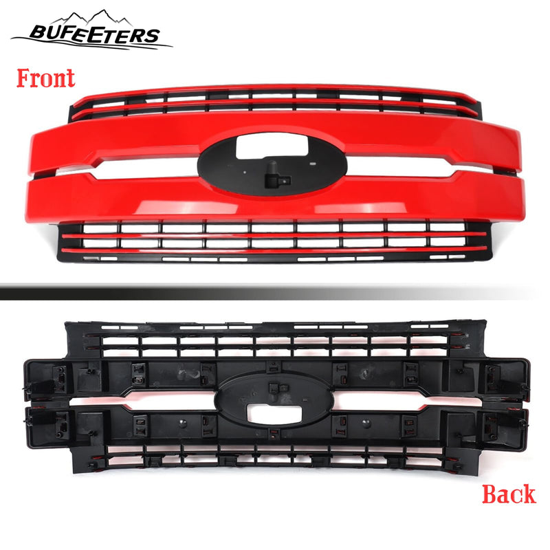 BUFEETERS Front Bumper Upper Grille Fit For 2017 2018 2019 F-250 F-350 F-450 F-550 Super Duty,
Lariat Style,Race Red&Matte Black