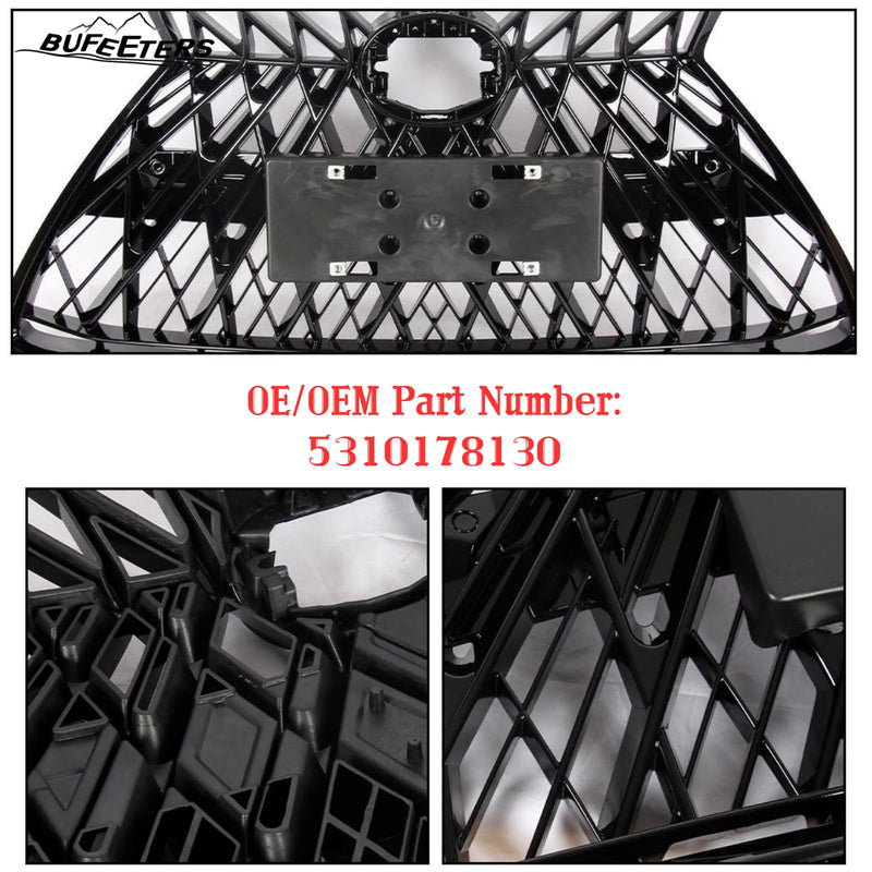 BUFEETERS  Front Bumper Grille Assembly Fit For 2018 2019 2020 2021 Lexus NX300 F Sport,TRD Style,Gloss Black