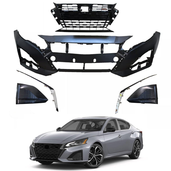 BUFEETERS  6PCS Front Bumper Grill Fog Covers Trims Fit For 2023 2024 2025 Nissan Altima SR,Factory Style,Chrome&Black