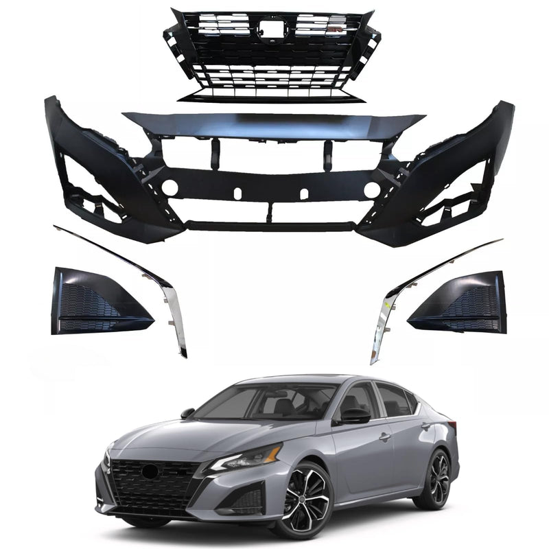 BUFEETERS  6PCS Front Bumper Grill Fog Covers Trims Fit For 2023 2024 2025 Nissan Altima SR,Factory Style,Chrome&Black