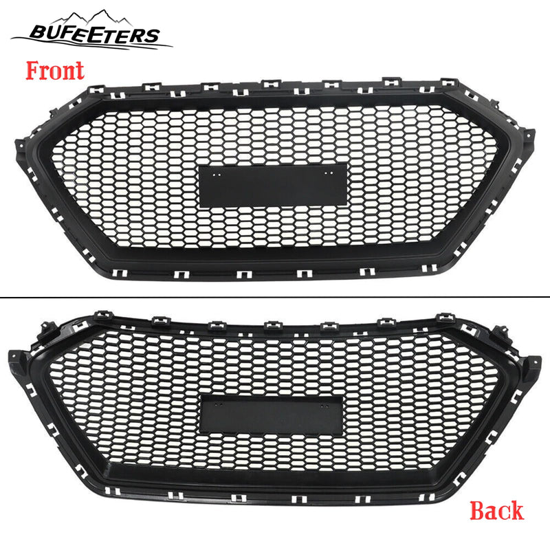 BUFEETERS     Front Bumper Hood Grille Fit For 2017 2018 Hyundai Elantra Sedan,Honeycomb Style,Matte Black
