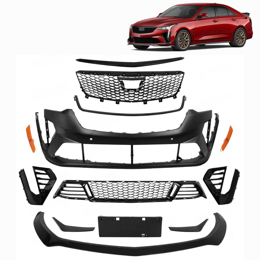 BUFEETERS  Front Bumper Grille Conversion Fit For 2020 2021 2022 2023 2024 Cadillac CT4,CT4-V Blackwing Style,Black