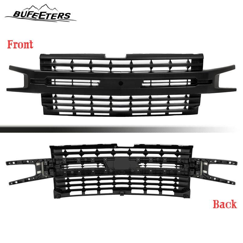 BUFEETERS Front Bumper Upper Grille Fit For 2019 2020 2021 2022 Chevy Silverado 1500,Horizontal Billet Style,Gloss Black&Matte Black
