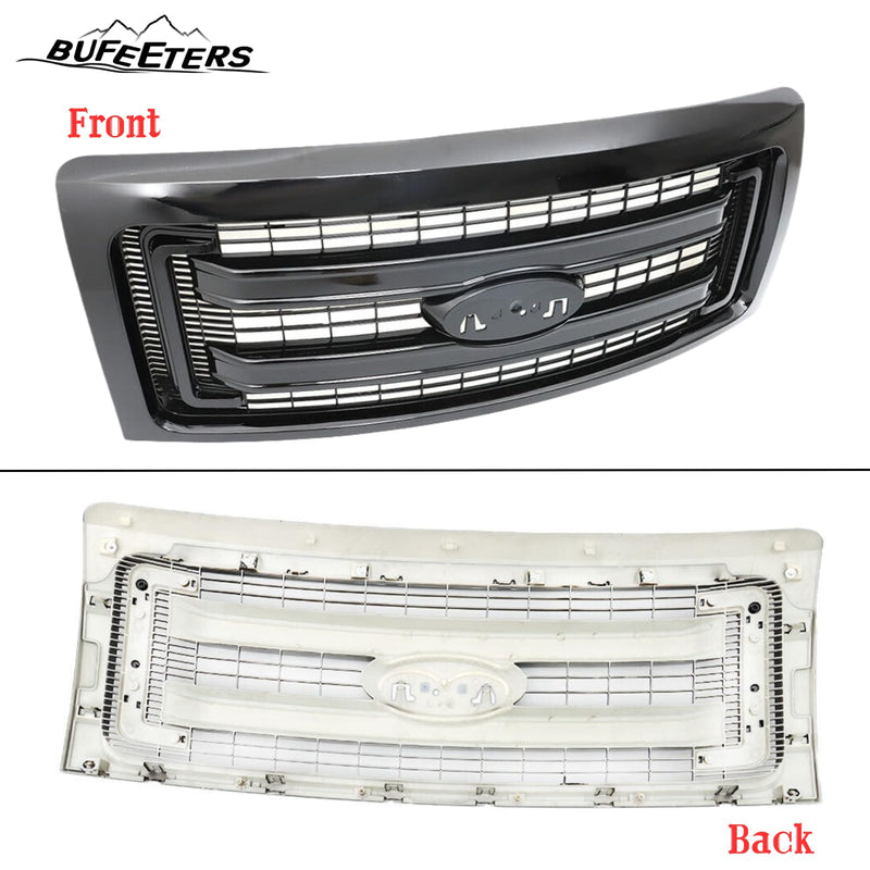 BUFEETERS  Front Upper Grille Fit For 2009 2010 2011 2012 2013 2014 Ford F150 F-150,XLT Style,Gloss Black