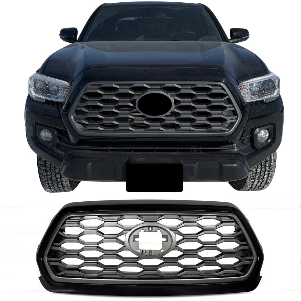 BUFEETERS   Front Bumper Grille Fit For 2016 2017 2018 2019 2020 2021 2022 2023  Toyota Tacoma TRD,2021 TRD Look Style,Gloss Black&Gray