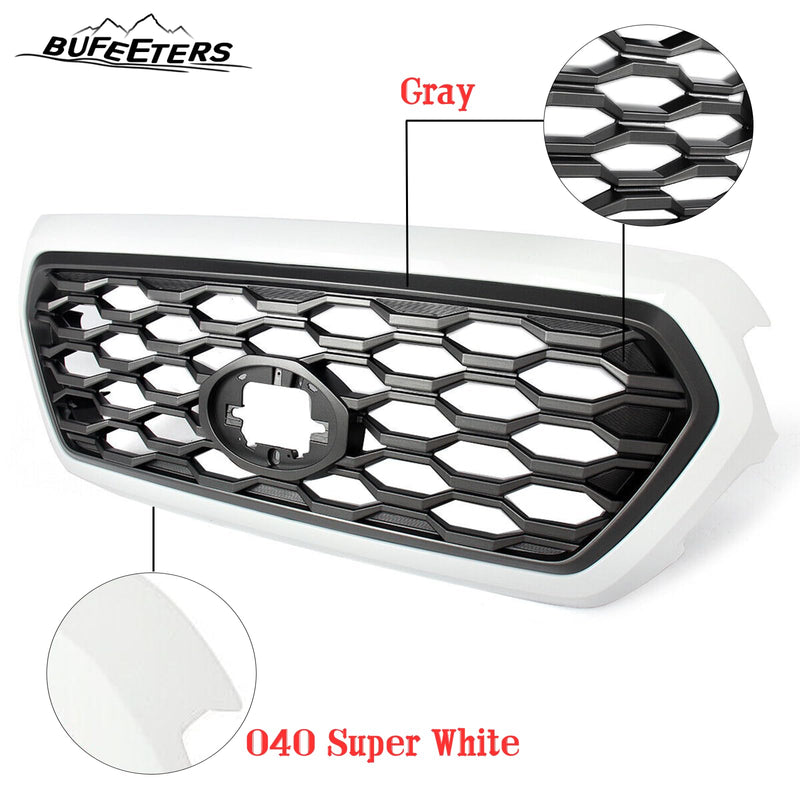 BUFEETERS   Front Bumper Grille Fit For 2016 2017 2018 2019 2020 2021 2022 2023 Toyota Tacoma TRD,Honeycomb 2021 TRD Look Style,040 Super White&Gray