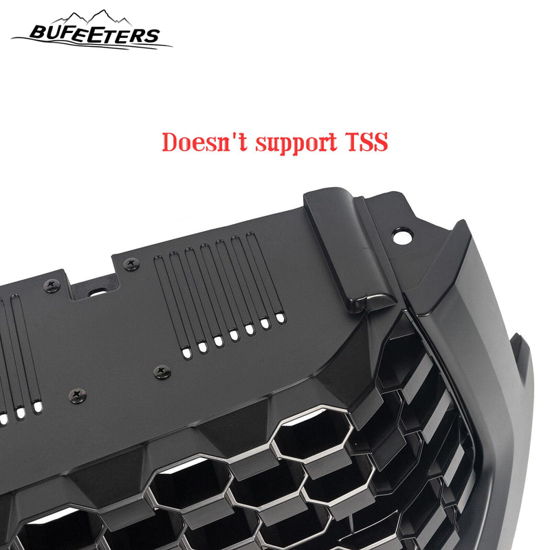 BUFEETERS  Front Bumper Upper Grille Grill & Hood Bulge Fit For 2014 2015 2016 2017 2018 2019 2020 Toyota Tundra,Honeycomb Style,Gloss Black