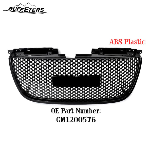 BUFEETERS Front Upper Grille Round Hole Mesh Fit For 2007 2008 2009 2010 2011 2012 2013 2014 GMC Yukon/Yukon XL,Denali Style,Gloss Black