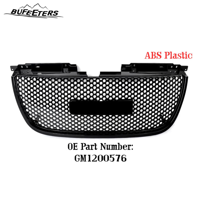 BUFEETERS Front Upper Grille Round Hole Mesh Fit For 2007 2008 2009 2010 2011 2012 2013 2014 GMC Yukon/Yukon XL,Denali Style,Gloss Black