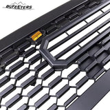 BUFEETERS Front Bumper Upper Grille w/LED Lights Fit For 2010 2011 2012 2013 2014 2015 2016 2017 2018 Toyota Sequoia,Mesh Style,Matte Black