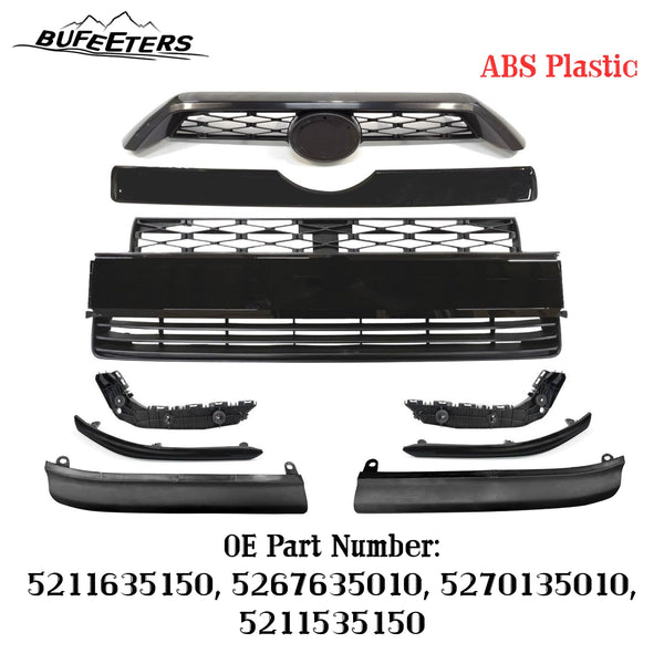 BUFEETERS  9PCS Front Bumper Grille Assembly Body Kits Fit For 2014 2015 2016 2017 2018 2019 2020 Toyota 4Runner Limited,Factory Style,Black