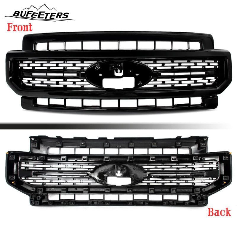 BUFEETERS Front Bumper Upper Grille Fit For 2020 2021 2022 F-250 F-350 F-450 F-550 Super Duty,Lariat Sport Style,Gloss Black