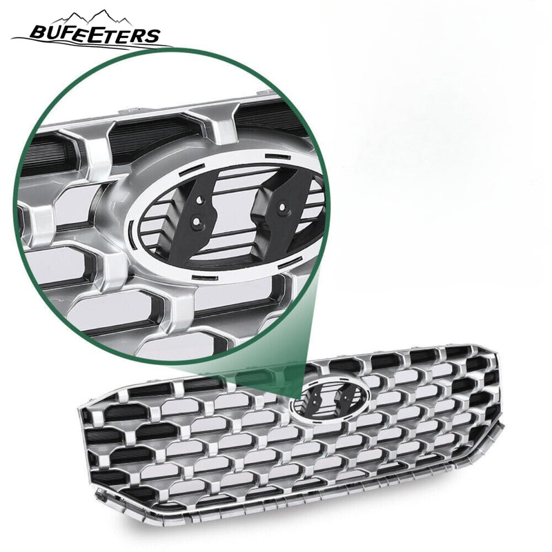 BUFEETERS   Front Bumper Upper Grille Fit For 2021 2022 2023 Hyundai Santa Fe,Honeycomb Mesh Style,Black&Chrome