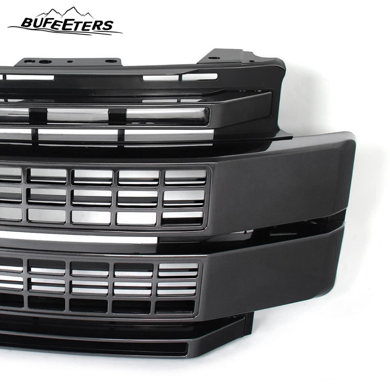 BUFEETERS Front Bumper Upper Grille Fit For 2017 2018 2019 F-250 F-350 F-450 F-550 Super Duty,Platinum Style,J7 Magnetic Metallic&Matte Black