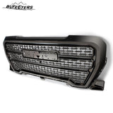 BUFEETERS Front Bumper Upper Grille Fit For 2019 2020 2021 GMC Sierra 1500,Denali Style,Smoked Chrome&Black