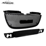 BUFEETERS Front Upper Lower Grille Mesh Assembly Fit For 2007 2008 2009 2010 2011 2012 2013 2014 GMC Yukon/Yukon XL,Denali Style,Gloss Black