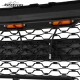 BUFEETERS Front Bumper Hood Upper Grille w/Light Fit For 2014 2015 Chevy Silverado 1500,Honeycomb Style,Gloss Black