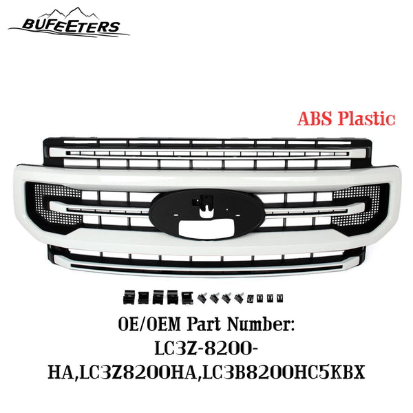 BUFEETERS Front Bumper Upper Grille Fit For 2020 2021 2022 F-250 F-350 F-450 F-550 Super Duty,Platinum Style,Oxford White&Matte Black