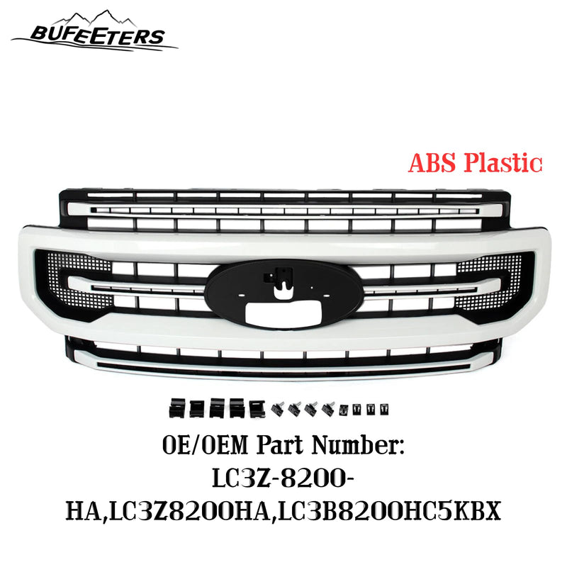 BUFEETERS Front Bumper Upper Grille Fit For 2020 2021 2022 F-250 F-350 F-450 F-550 Super Duty,Platinum Style,Oxford White&Matte Black