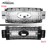 BUFEETERS Front Bumper Upper Grille Fit For 2017 2018 2019 F-250 F-350 F-450 F-550 Super Duty,Platinum Style,Satin Aluminum&Matte Black