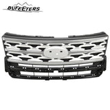 BUFEETERS   Front Bumper Upper Grille Fit For 2018 2019 Ford Explorer XLT,Factory Style,Chrome&Black