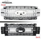 BUFEETERS Front Bumper Upper Grille W/o Camera Hole Fit For 2017 2018 2019 F-250 F-350 F-450 F-550 Super Duty,Platinum Style,Ingot Silver&Black