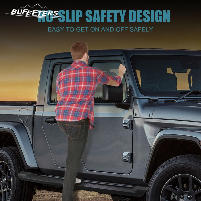 BUFEETERS Side Step Running Board Nerf Bar Fit For 2020 2021 2022 2023 Jeep Gladiator 4 Door,Black