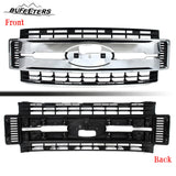 BUFEETERS Front Bumper Upper Grille Fit For 2017 2018 2019 F-250 F-350 F-450 F-550 Super Duty,XL Style,Chrome&Black