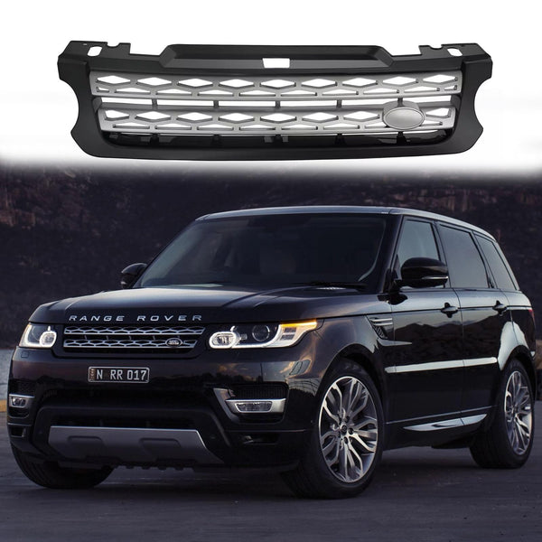 BUFEETERS Front Bumper Upper Grille Fit For 2014 2015 2016 2017 Range Rover Sport,Honeycomb Style,Black&Silver
