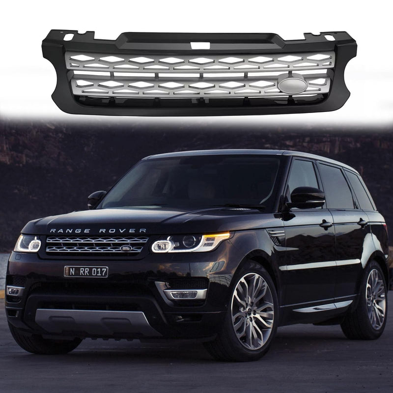 BUFEETERS Front Bumper Upper Grille Fit For 2014 2015 2016 2017 Range Rover Sport,Honeycomb Style,Black&Silver