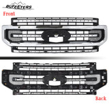 BUFEETERS Front Bumper Upper Grille Fit For 2020 2021 2022 F-250 F-350 F-450 F-550 Super Duty,Platinum Style,Chrome&Black