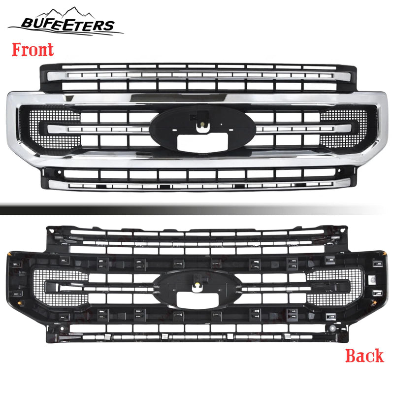 BUFEETERS Front Bumper Upper Grille Fit For 2020 2021 2022 F-250 F-350 F-450 F-550 Super Duty,Platinum Style,Chrome&Black