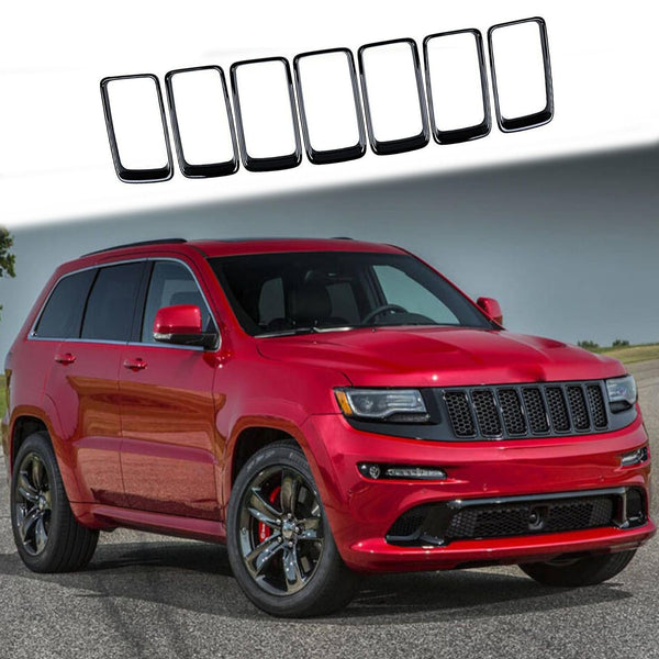 BUFEETERS   Front Grille Mesh Ring Insert Cover Fit For 2014 2015 2016 Jeep Grand Cherokee,Factory Style,Gloss Black