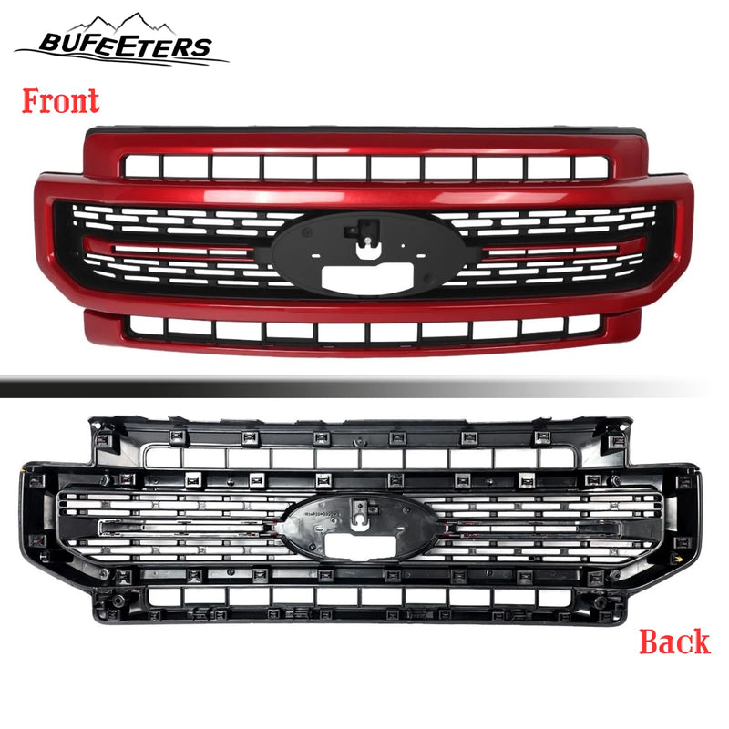 BUFEETERS Front Bumper Upper Grille Fit For 2020 2021 2022 F-250 F-350 F-450 F-550 Super Duty,Lariat Sport Style,D4 Rapid Red&Matte Black