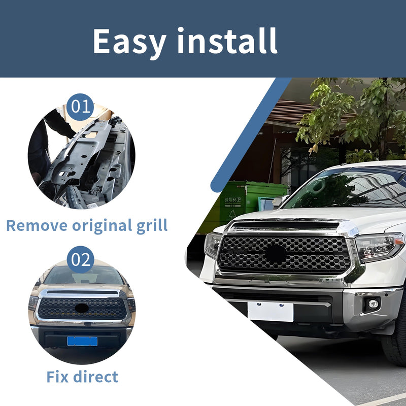 For 2014-2020 Toyota Tundra Chrome Front Grille & Hood Bulge Molding Set 2PCS