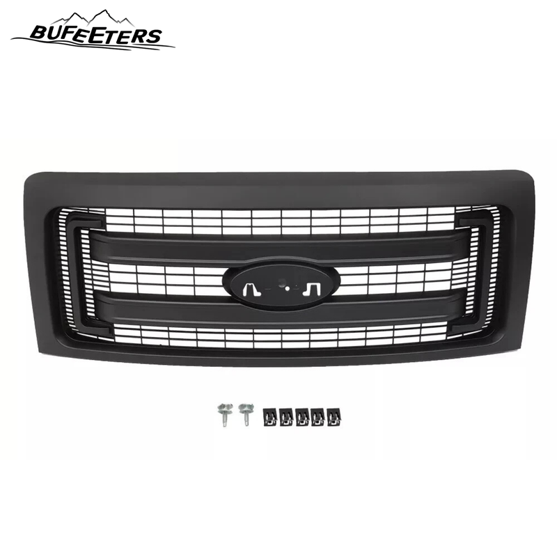 BUFEETERS  Front Bumper Grille Fit For 2009 2010 2011 2012 2013 2014 Ford F150 F-150,Matte Black
