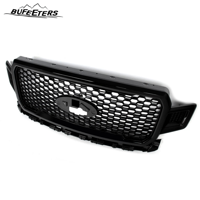 BUFEETERS  Front Upper Grille Grill Assembly Fit For 2018 2019 2020 Ford F-150,Honeycomb Style,Gloss Black