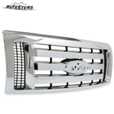 BUFEETERS  Front Upper Grille Fit For 2009 2010 2011 2012 2013 2014 Ford F150 F-150 XLT,Chrome Shell w/ Black Insert