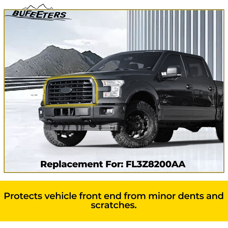 BUFEETERS  Front Bumper Upper Grille Fit For 2015 2016 2017 Ford F150 F-150,Horizontal Style,Matte Black
