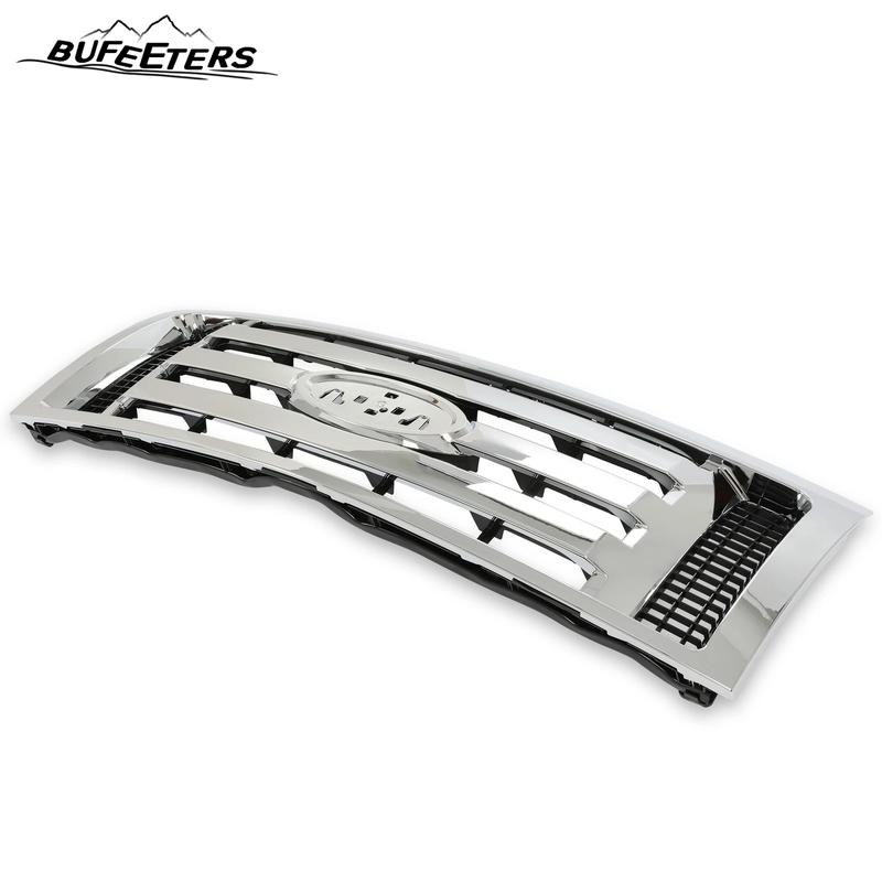 BUFEETERS  Front Upper Grille Fit For 2009 2010 2011 2012 2013 2014 Ford F150 F-150 XLT,Chrome Shell w/ Black Insert