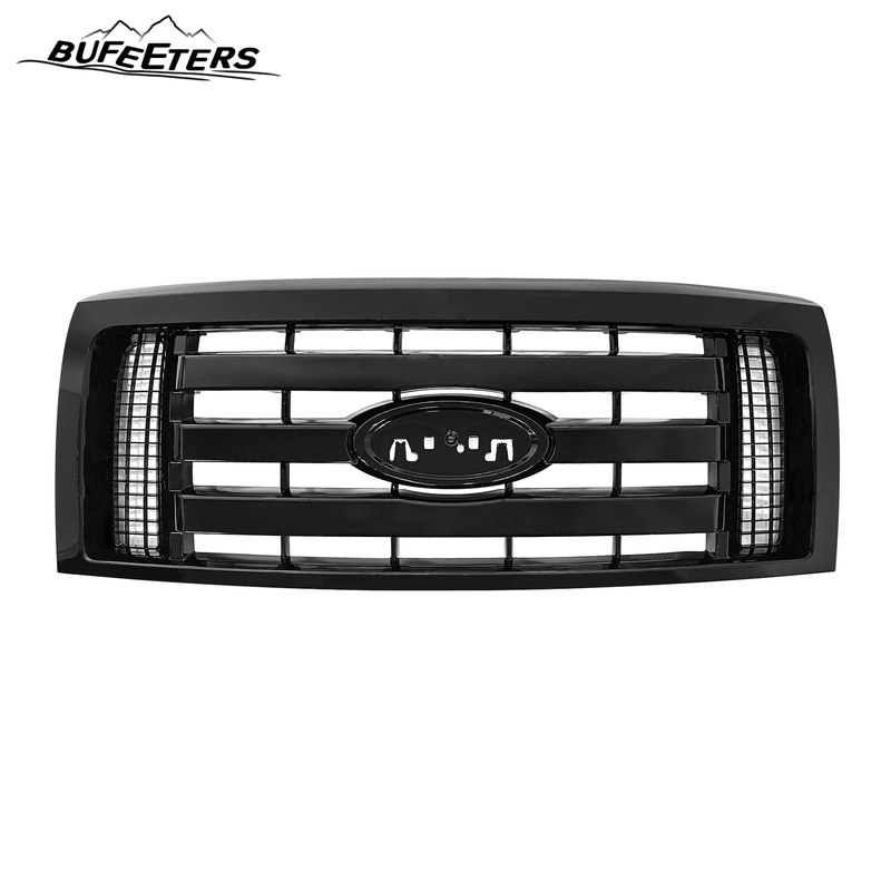 BUFEETERS  Front Upper Grille Fit For 2009 2010 2011 2012 2013 2014 Ford F150 F-150 XLT,Gloss Black