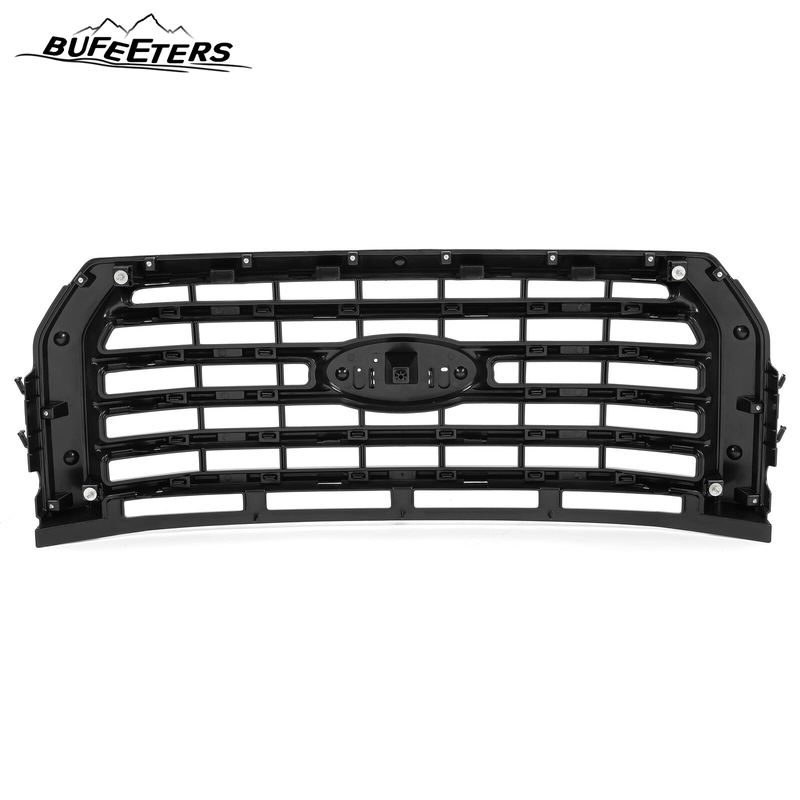 BUFEETERS  Front Bumper Upper Grille Fit For 2015 2016 2017 Ford F150 F-150,Horizontal Style,Matte Black