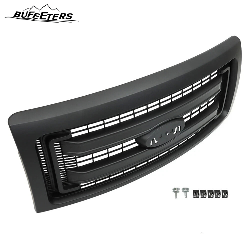 BUFEETERS  Front Bumper Grille Fit For 2009 2010 2011 2012 2013 2014 Ford F150 F-150,Matte Black