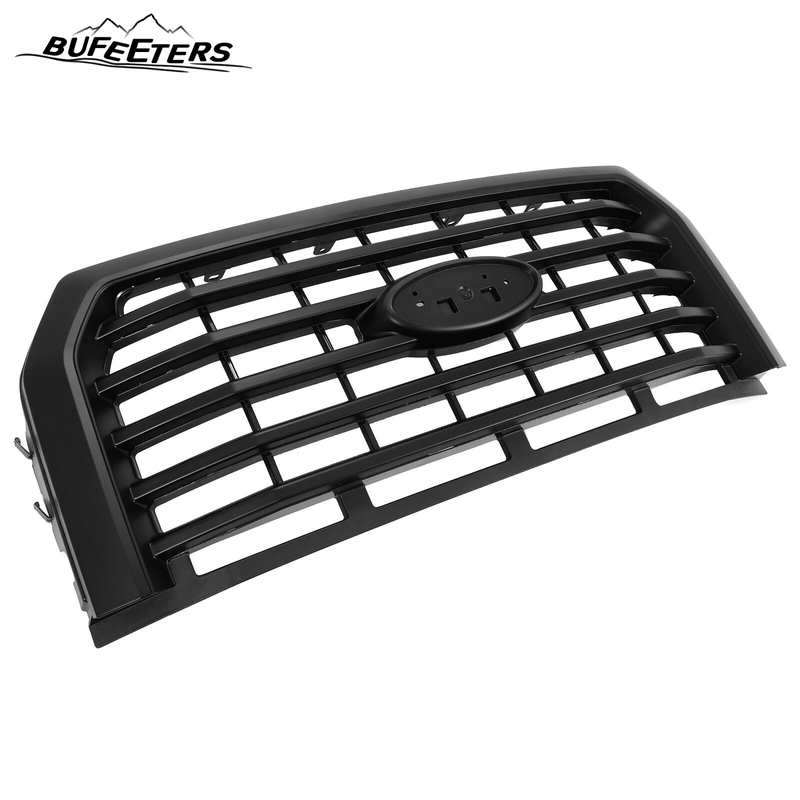 BUFEETERS  Front Bumper Upper Grille Fit For 2015 2016 2017 Ford F150 F-150,Horizontal Style,Matte Black