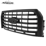 BUFEETERS  Front Bumper Upper Grille Fit For 2015 2016 2017 Ford F150 F-150,Horizontal Style,Matte Black