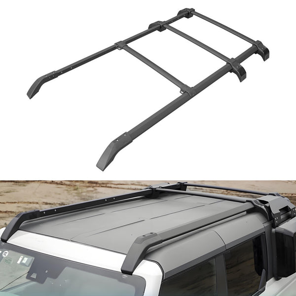 Roof Rack Cross Bar + Roof Rail Fit for Ford Bronco Hard TOP 4Door 2020 2021 2022 2023 2024 Cargo Racks Rooftop Luggage Crossbars Carrier Black Aluminum Waterproof