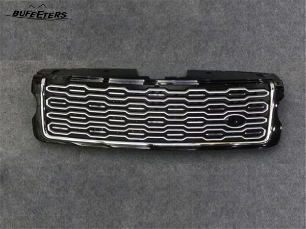 BUFEETERS   Front Grille Mesh Vent Cover Grill Bar Fit For Land Rover Range Rover 2018+ SVA,Black&Silver