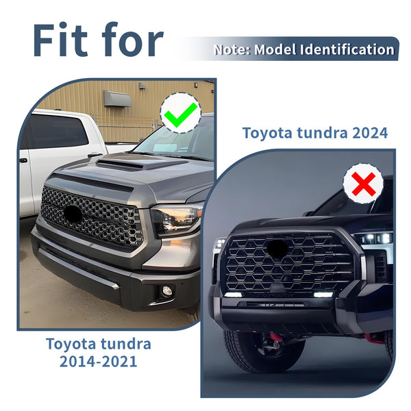 Front Grille&Hood Bulge Molding Kit Cement Gray Compatible with Toyota Tundra 2014 2015 2016 2017 2018 2019 2020 2021 Models, W/O LED, W/O Emblem
