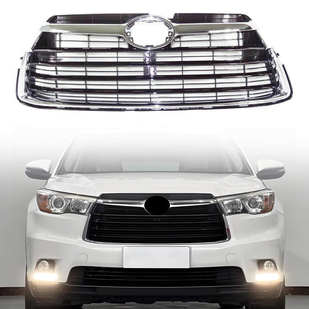 Chrome Front Bumper Upper Grille ABS Grill For Toyota Highlander 4-Dr 2014-2016